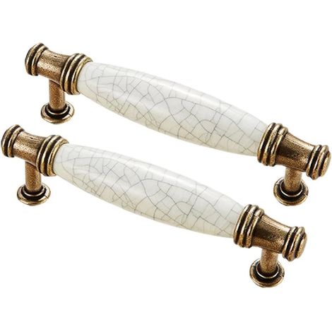 Antike Griffe, Vintage-Schrankgriffe, 2 Stück Keramik-Schubladengriffe, Vintage-Schubladengriffe, Möbelbeschläge