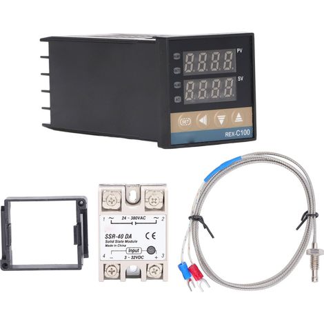 Kit thermostat numérique PID étanche haute précision professionnel REX C100, contrôleur de température pour exploitation agricole 100-240 V 40 A (1/5)