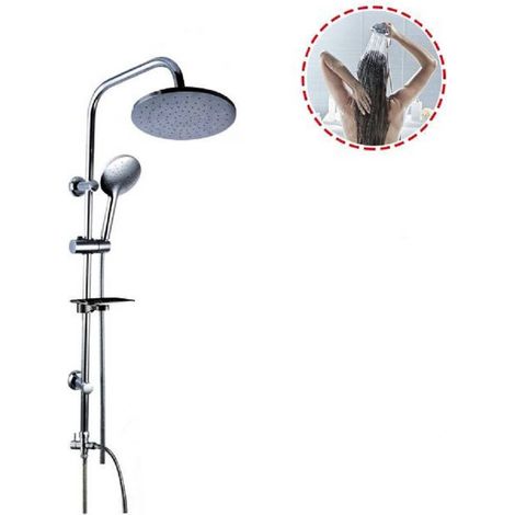 Cleafe - Colonna Doccia Kit Saliscendi Soffione Fisso Doccetta Multigetto 69128 Portasapone - (1/4)