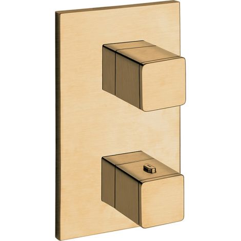 Façade douche thermostatique 2 sorties Or Brossé QUADRI - CRISTINA ONDYNA XQ85296P (1/2)