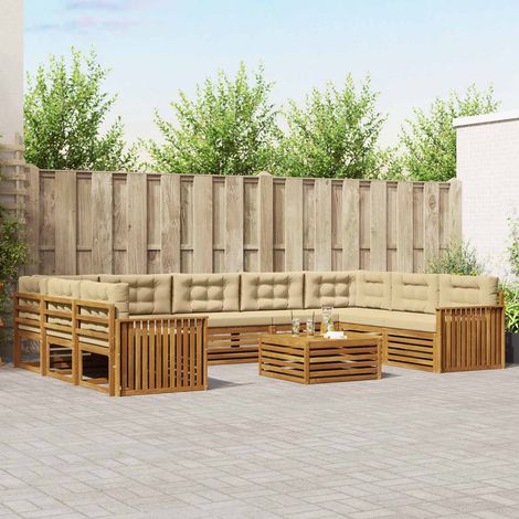Outdoor-Sofagarnitur 10 pcs Natur und Beige Massivholz Akazie (1/5)