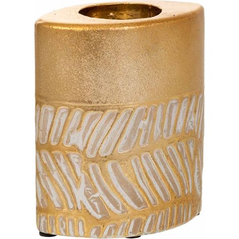 Portavelas de cerámica dorado 11x7x13 cm (1/5)