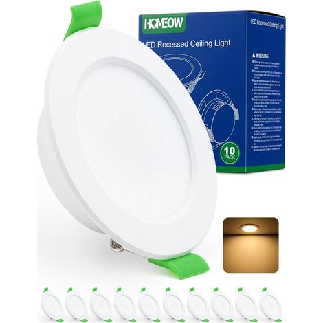 Spot LED Encastrable Extra Plat 68mm, Spot Etanche Salle de Bain IP44, 5W 400 Lumen Spots Encastrés Blanc Neutre 4000K, Trou 68-78mm, AC 220-240V, Lot de 10