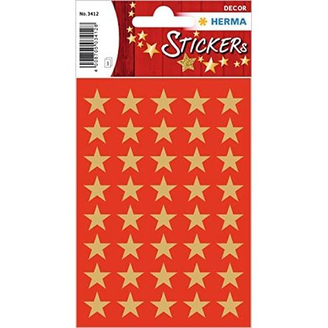 HERMA 3412 Weihnachtsaufkleber, goldene Sterne, 5-zackig (13 mm Durchmesser, 120 Aufkleber, Papier), Weihnachtsdekoration, permanente Etiketten für Weihnachten, Geschenke, Bastelarbeiten, Adventskalen (1/2)