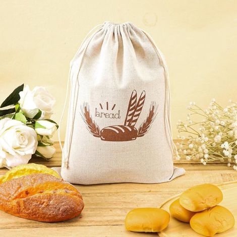 Sacs à pain - Lot de 2 - Sacs à pain en lin avec cordon de serrage - 30 x 40 cm - Sacs à pain réutilisables en lin - Pour pain maison et viennoiseries - Conservation optimale - Pour pain, baguettes, f (1/4)
