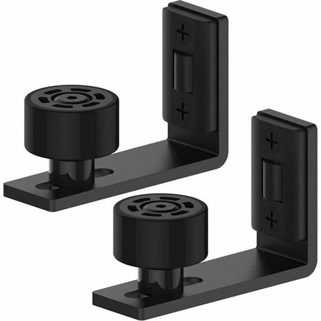 2-teilige, verstellbare Boden-/Wand-Türführung für schwarze Holzschiebetüren (1/4)