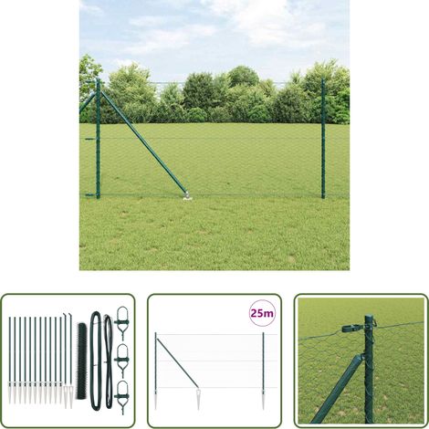 vidaXL Valla hexagonal con poste 25 x 1 m Acero recubierto de PVC (1/5)