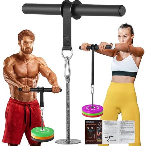 Rouleau Pour Poignets - Câble Nylon 107 cm - Support En Acier Allié - Poignées Épaisses Non Glissantes - Plateau Universel Pour Plaques De Charge - 1 Pièce (1/3)