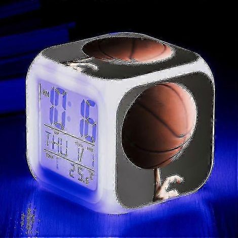 Réveil de basket-ball, montre électronique lumineuse multifonctionnelle à 7 couleurs changeantes, minuteur de réveil pour enfant, convient à TW vert. (1/5)