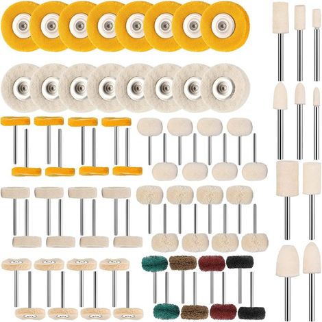 Kit de 58 disques de polissage, mini-brosses et disques abrasifs pour perceuse et outil rotatif, idéal pour le polissage de montres et de bijoux. (1/5)