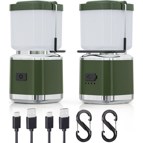 Lot de 2 lanternes de camping LED rechargeables,800 lm avec lumière rouge,8-16heures d'autonomie et intensité variable en continu,lumières d'urgence pour pannes de courant,étanches,essentiels du (1/5)