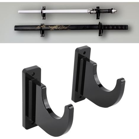 Juego de 2 soportes para espadas, para montaje en pared, fabricados en acrílico pulido, robustos y ajustables, compatibles con hachas, cuchillos y sables de luz. (1/5)