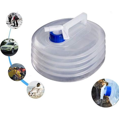 [MAI UTILIZZATO]Contenitore per acqua pieghevole da 5L, 10L e 15L con rubinetto, tanica per acqua in plastica pieghevole senza BPA per campeggio, escursionismo, arrampicata, vacanze (10L) (1/4)