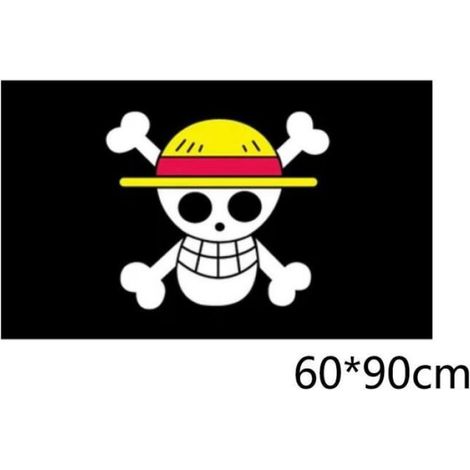 Drapeau - One Piece - Tête De Mort Luffy - 60 X 90 Cm - Pour Décoration Intérieure Et Extérieure - 1 Pièce (1/2)