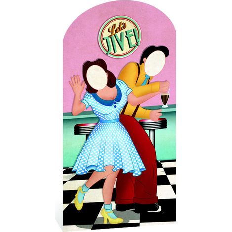 Figurine en carton Passe tête couple dance style 1950 Lets Jive 192 cm