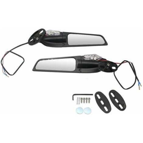 BUNTHAUS 2 Stück Motorrad-modifizierter Windflügel-Schwenk-Universal-Rückspiegel-Spoiler, 90 ° drehbar, verstellbare Seitenspiegel mit Blinkern (1/5)