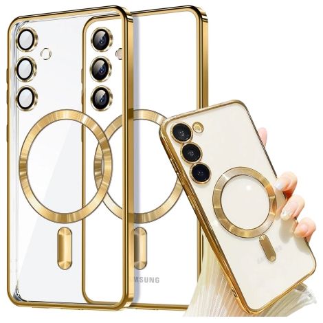 Funda MagSafe Alogy LuxeShield™️ Glamour Luxury Ring para Samsung Galaxy S24 FE con cubierta para cámara, color dorado. (1/5)