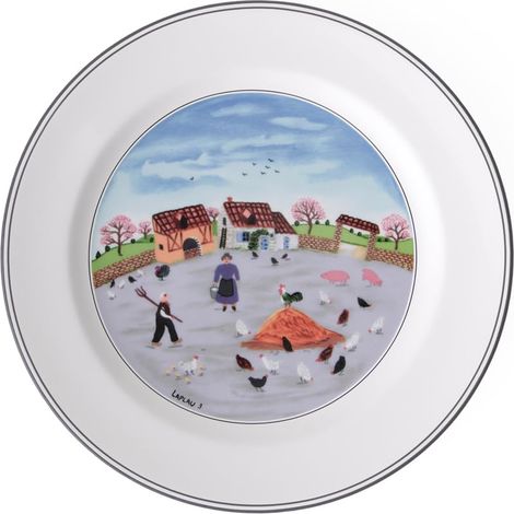 Assiette Plate Porcelaine Bleu, 27 cm, 27.00 cm x 27.00 cm x 3.00 cm, 1 Assiette (1/3)