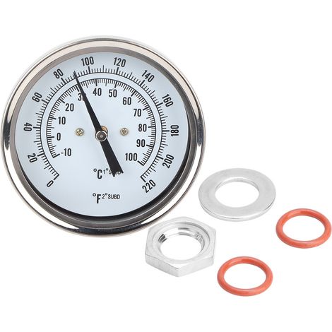 Thermomètre bimétallique sans soudure 1/2" MNPT 0220°F pour brassage bière et vin (1/5)