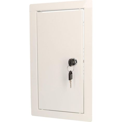 KOTARBAU® Trappe de Visite - Acier Galvanisé - 30x15 cm - Blanc - Porte de Révision pour Cloison Sèche - avec Serrure Et 2 Clés - Trappe D'Accès -  Intérieure Extérieure - Finition Poudre