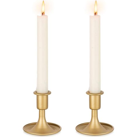 Chandelier Vintage doré: 2pcs Set chandelier en métal, porte - bougie conique de mariage, parfait pour Noël, fête ou décoration intérieure (1/5)