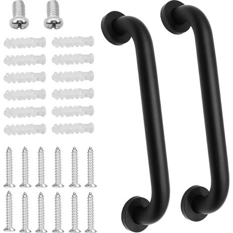 2-Pack Bathroom Safety Grab Bars, 30cm Stainless Steel Non-Slip Handrail, Black Oiled Handrail for Bathtub, Toilet, Kitchen, Bedroom, Shower, Wall Mounted with Concealed Screw (1/5)
