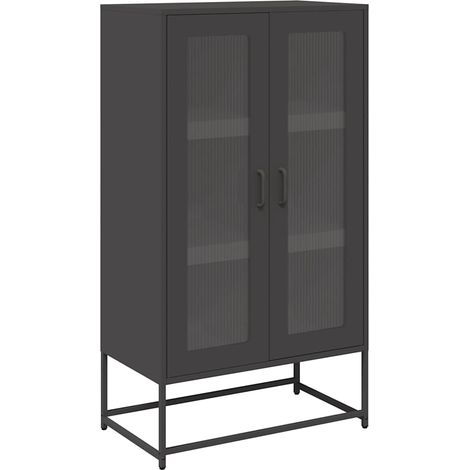 Buffet,Bahut,Meuble de Rangement haut noir 68x39x123 cm acier CFW75014 (1/5)