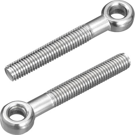 Quatre boulons à œil, en acier inoxydable 304, adaptés aux machines en acier inoxydable 304, aux boulons à œil de vannes à guillotine et aux fixations de tuyaux en acier (M10 x 70 mm). (1/5)
