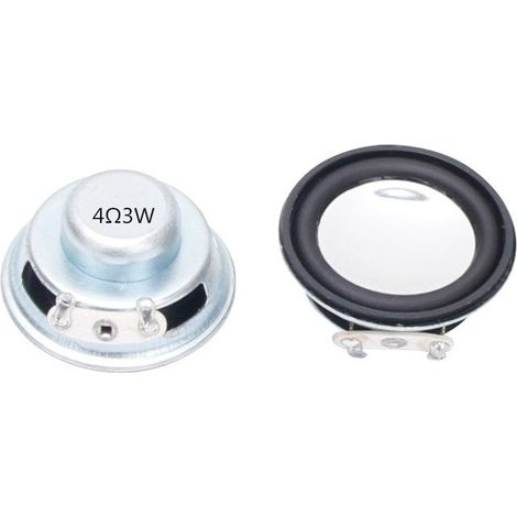36mm full-range speaker, 18mm high subwoofer, 4 ohms and 3 watts.