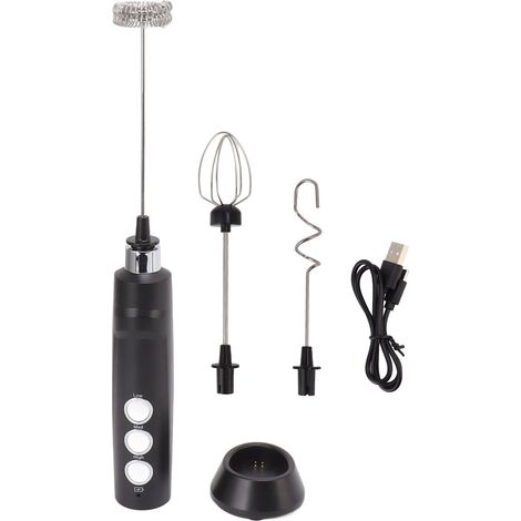 Mélangeur électrique rechargeable portable noir pour café, œuf, chocolat chaud, mini mousseur à main (1/5)