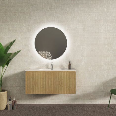Mobile bagno cannettato sospeso 100 cm Rovere tabacco chiusura soft close - Marsiglia (1/4)
