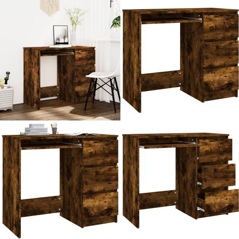 Bureau Chêne fumé 90x45x76 cm Bois d'ingénierie - Bureau Design - Bureau Moderne - Bureau Chêne Fumé - Bureau Informatique - Bureau Étudiant - Home & Living (1/5)