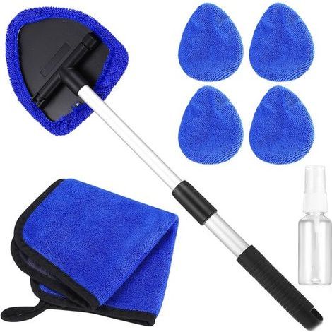 Kit de nettoyage pour pare-brise avec manche télescopique - Bleu (1/5)