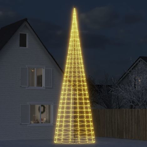 Sapin de Noël à LED sur mât de drapeau-Décoration de Fête pour Noël 3000 LED blanc 800 cm 911551 (1/5)