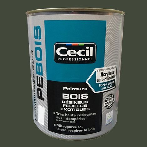 Peinture Bois 'CECIL PE BOIS' Vert Normand 0,5 L (1/2)