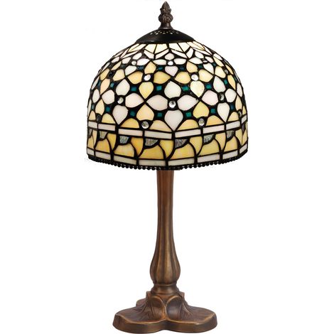 Lampe de table Tiffany avec base en trèfle Série Queen D-20cm