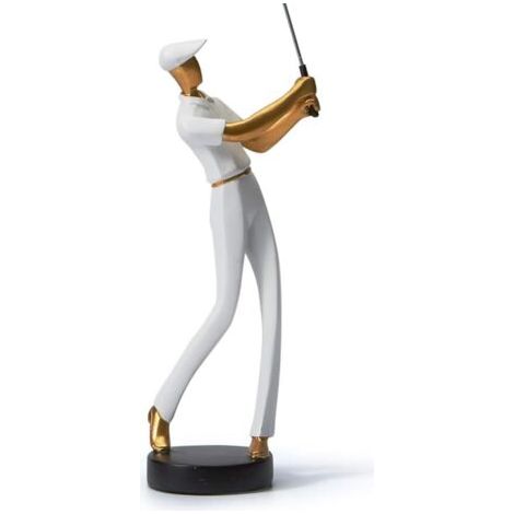 Art Golfeur Figurine Statue Décor Golf Sculpture Résine Arts Cadeau Blanc 24cm (1/5)