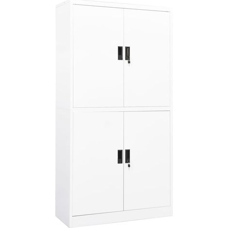 Büroschrank Weiß 90x40x180 cm Stahl (1/5)