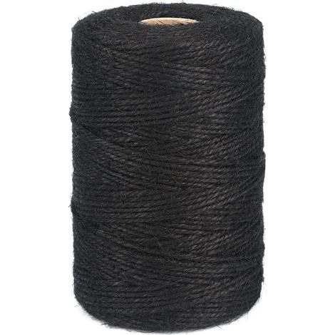 1 Rouleau Corde Jute 2mm, 200M Ficelle Chanvre Noir, Robuste Pour Jardinage, DIY, Cadeau, Décoration Intérieure (1/5)