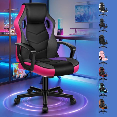 Gaming Stuhl Rennstuhl Drehbar Ergonomisch PU Mega Lila Serie Mega (1/5)
