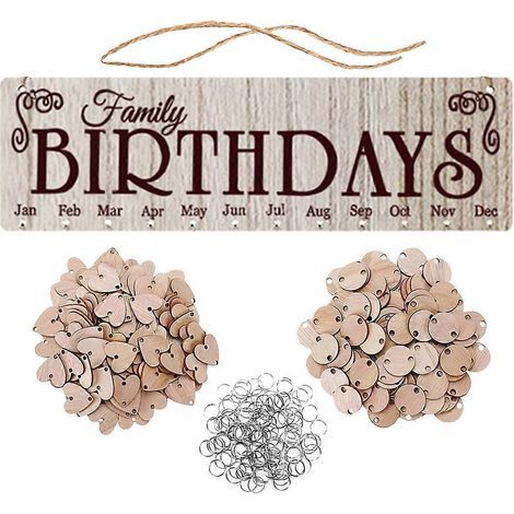 Kreatives DIY-Wandkalender-Set aus Holz, braune Erinnerungsplakette, Wohndekoration mit 50 runden und 50 herzförmigen Anhängern – 40 x 12 cm – Braun (1/3)