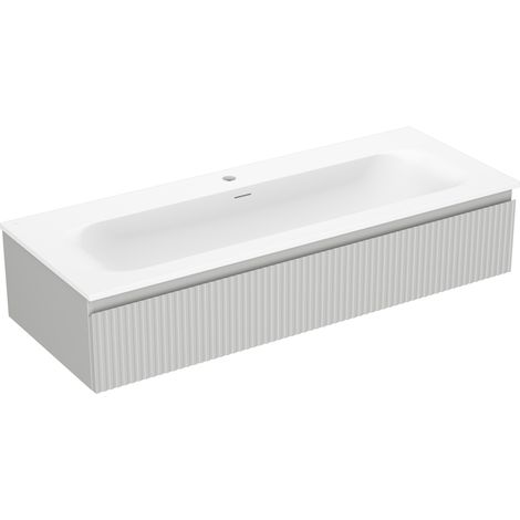 Mexen Rivel Badezimmerunterschrank 120 cm mit Waschbecken Vela, 1 Schublade, geriffelt, grau matt/weiß matt - 91A20-12023-1-BF6 (1/5)