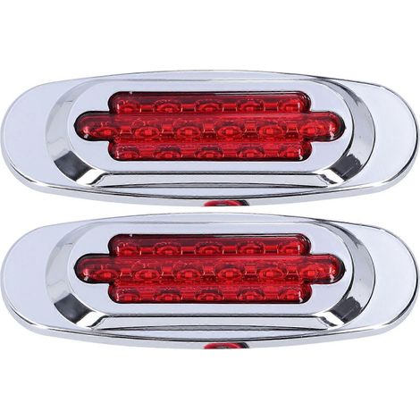 Paar 16-LED-Rückleuchten, galvanisierte Zierleiste, Seitenmarkierungsleuchten, Kfz-Außenleuchten für 12V/24V PKW, LKW, Pickup