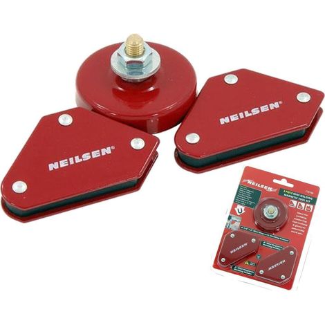 Neilsen 3pc Mini Welding Magnet Angle Earth Block Holder Soldering Durable Set
