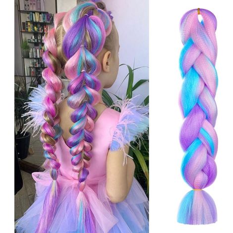 Rajout Cheveux Tresse, Jumbo Braids Meches, 65cm Extension de Cheveux de Fibre Synthétique pour Crochet Twist Tressage (4 couleurs)