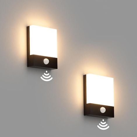 Lot de 2 appliques murales extérieures LED 20 W avec détecteur de mouvement, applique murale extérieure IP65 avec capteur pour entrée de jardin, terrasse, blanc chaud 3000 K (1/5)