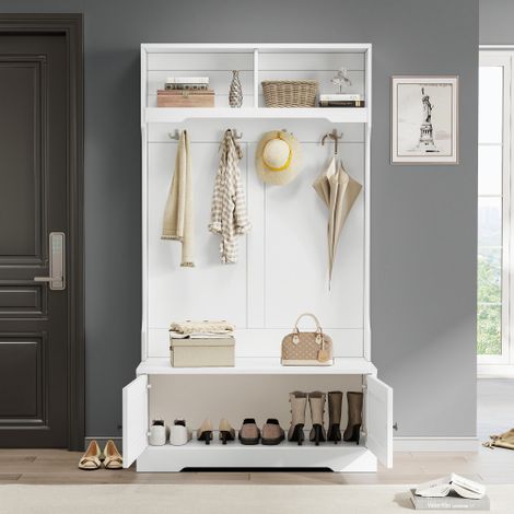 Ensemble d'entrée étagère de rangement avec miroir - pour entrée (1/5)