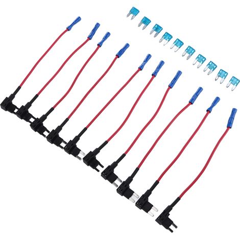 Support de fusible 10 pièces, adaptateur Add-A-Circuit double fente, prise TAP avec fusible mini ATM 15A, pour voiture (1/5)