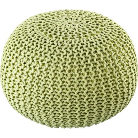 Pouf de Jardin Tricoté Extérieur et Intérieur en Plastique Recyclé Imperméable Ø 45 x H 30 cm - PANGIVO