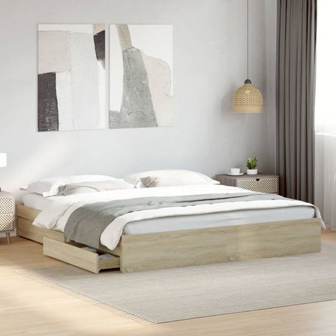 Bettgestell mit Schubladen Sonoma-Eiche 180x200cm Holzwerkstoff vidaXL